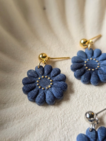 Denim flower dangles|can be switched for fish hook
