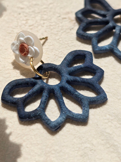 Flower & Denim dangles| can be switched for silver
