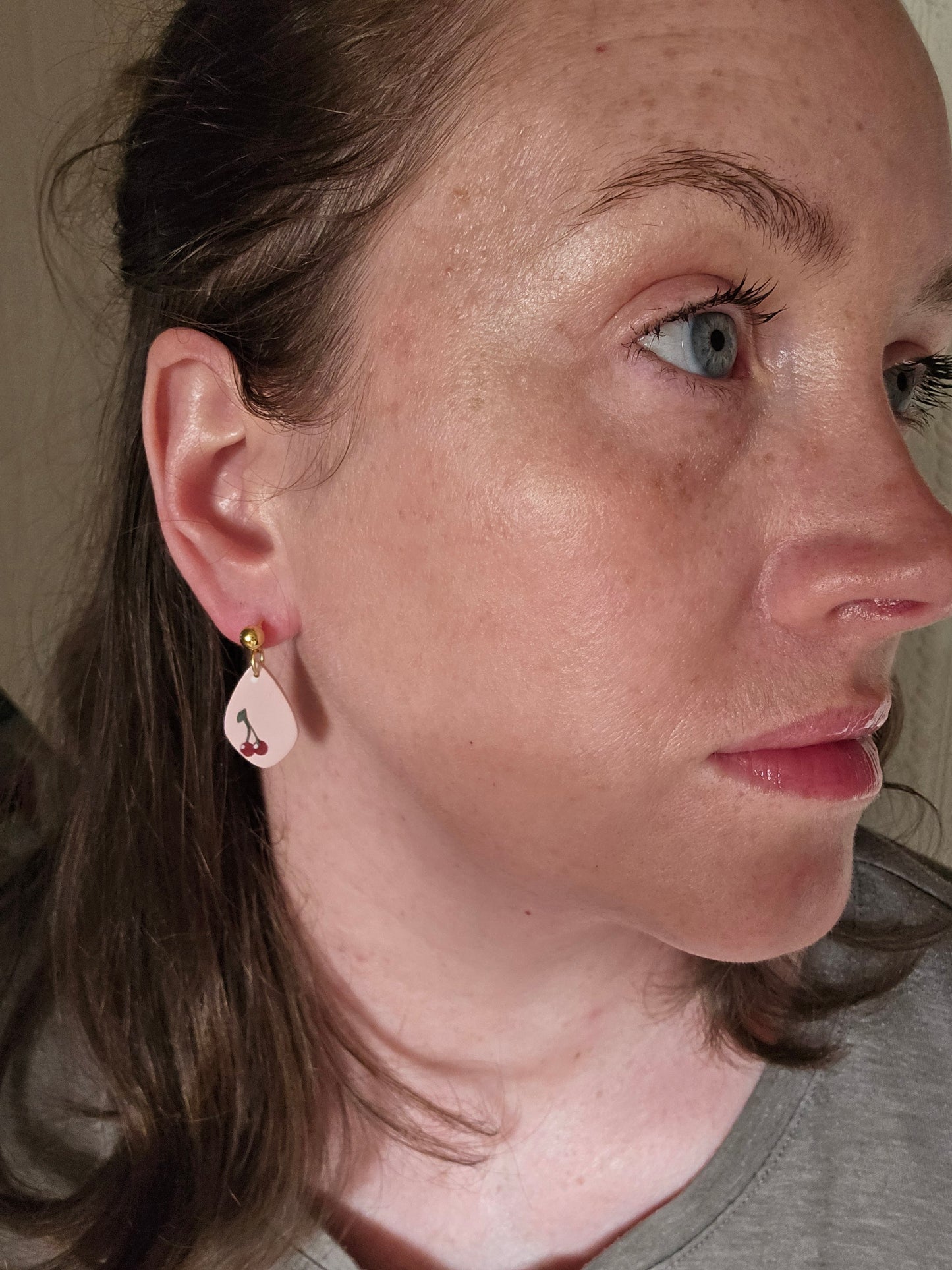 cherry teardrop dangles| can be switched for silver/fish hook