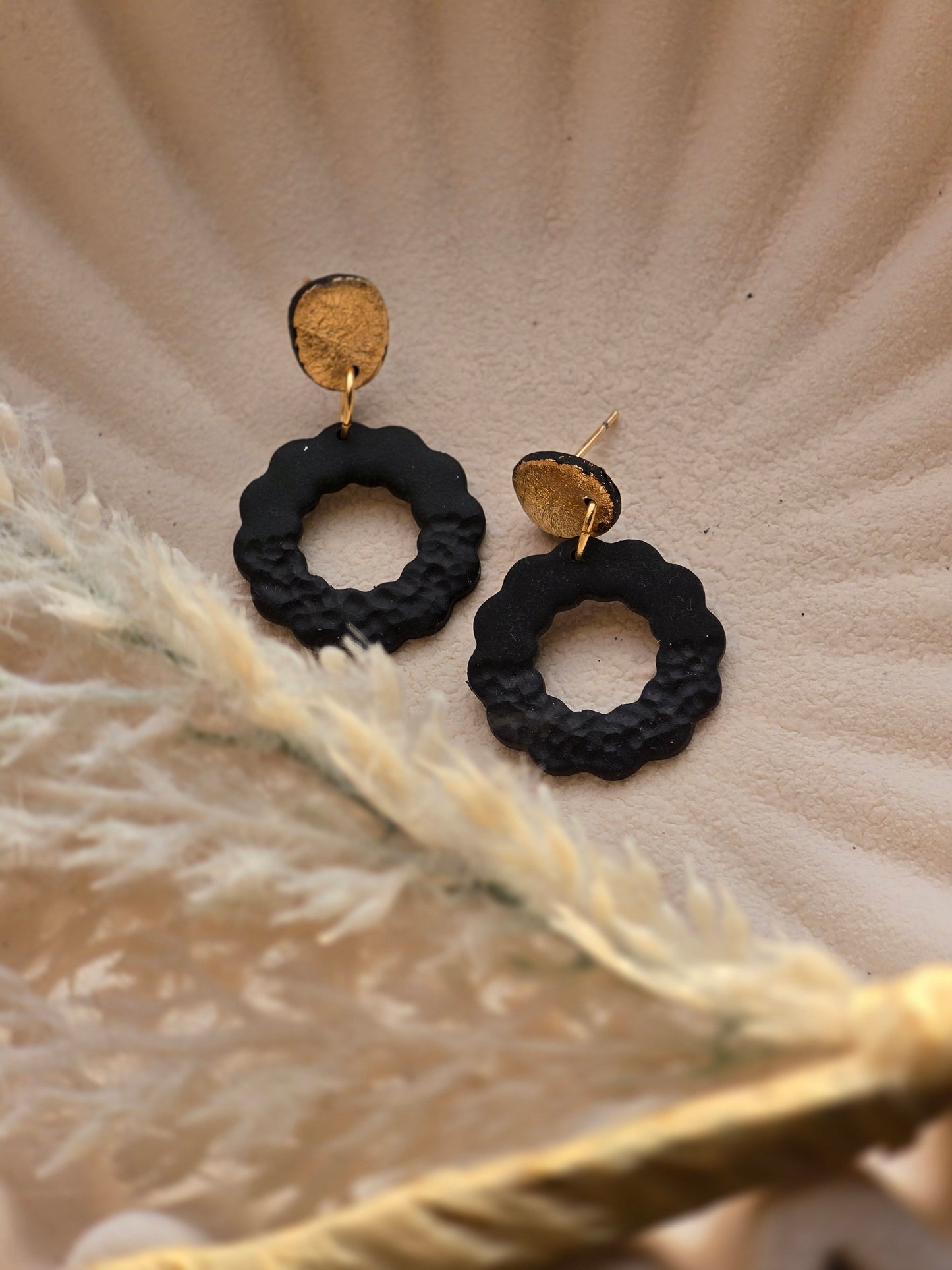 Textured hoop dangles