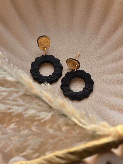 Textured hoop dangles
