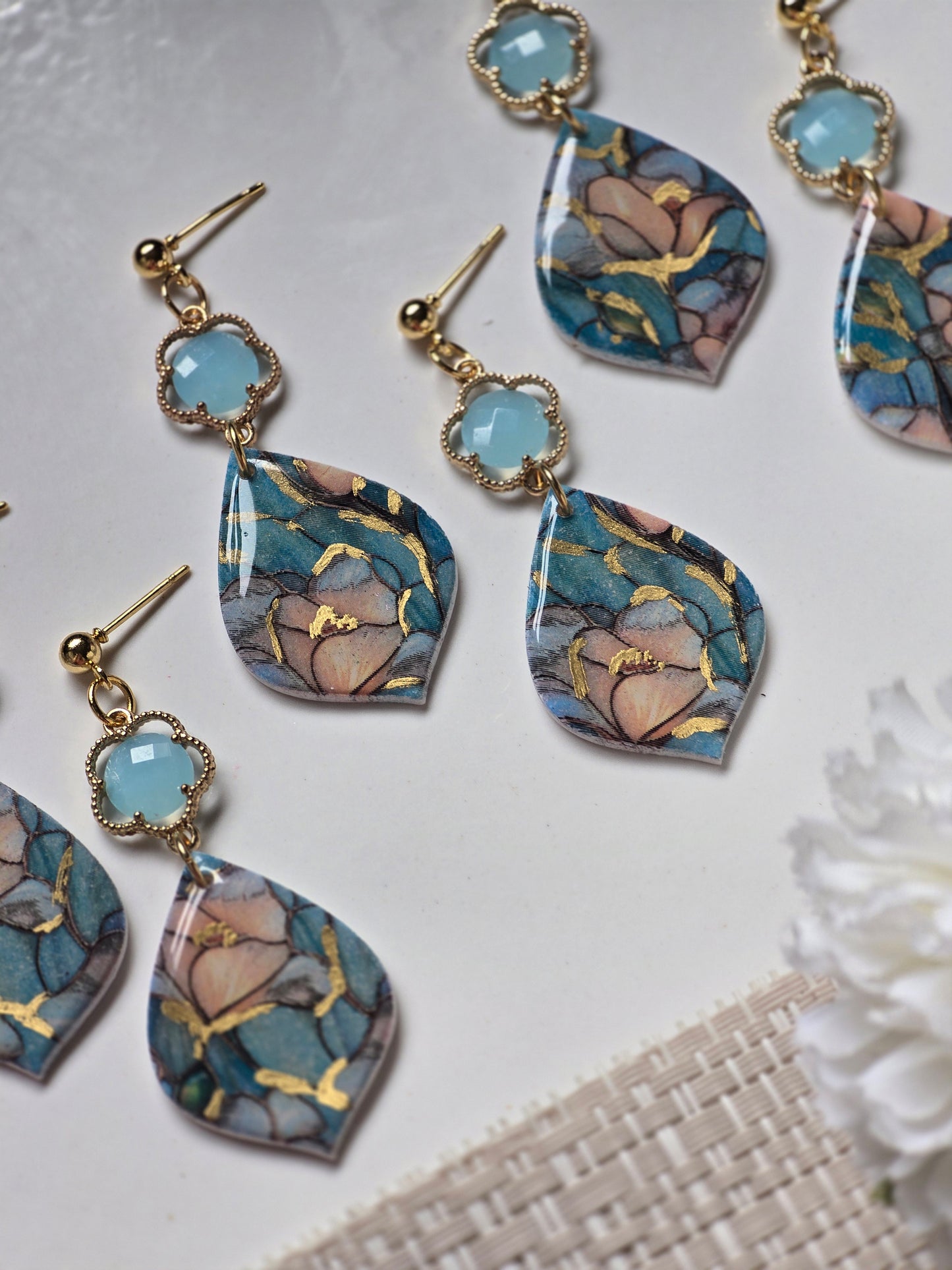 Floral gem dangles