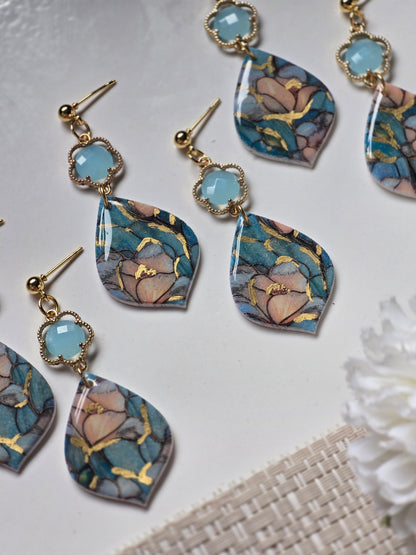 Floral gem dangles