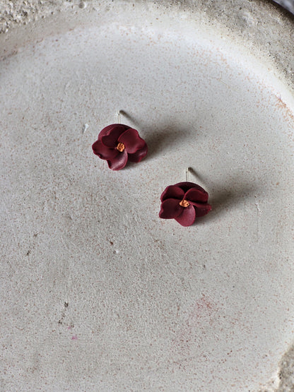 Red flower studs