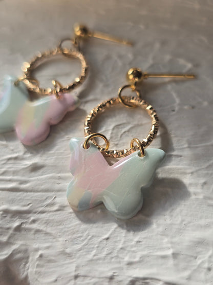 Pastel butterfly dangles|can be switched for silver and or fish hook