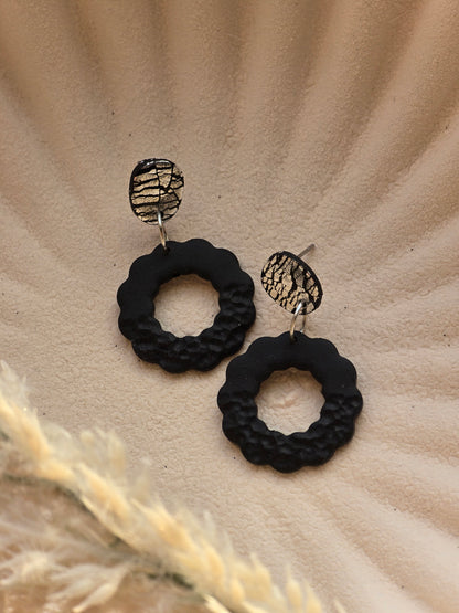 Textured hoop dangles