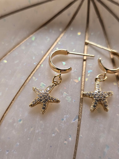 CZ starfish huggies