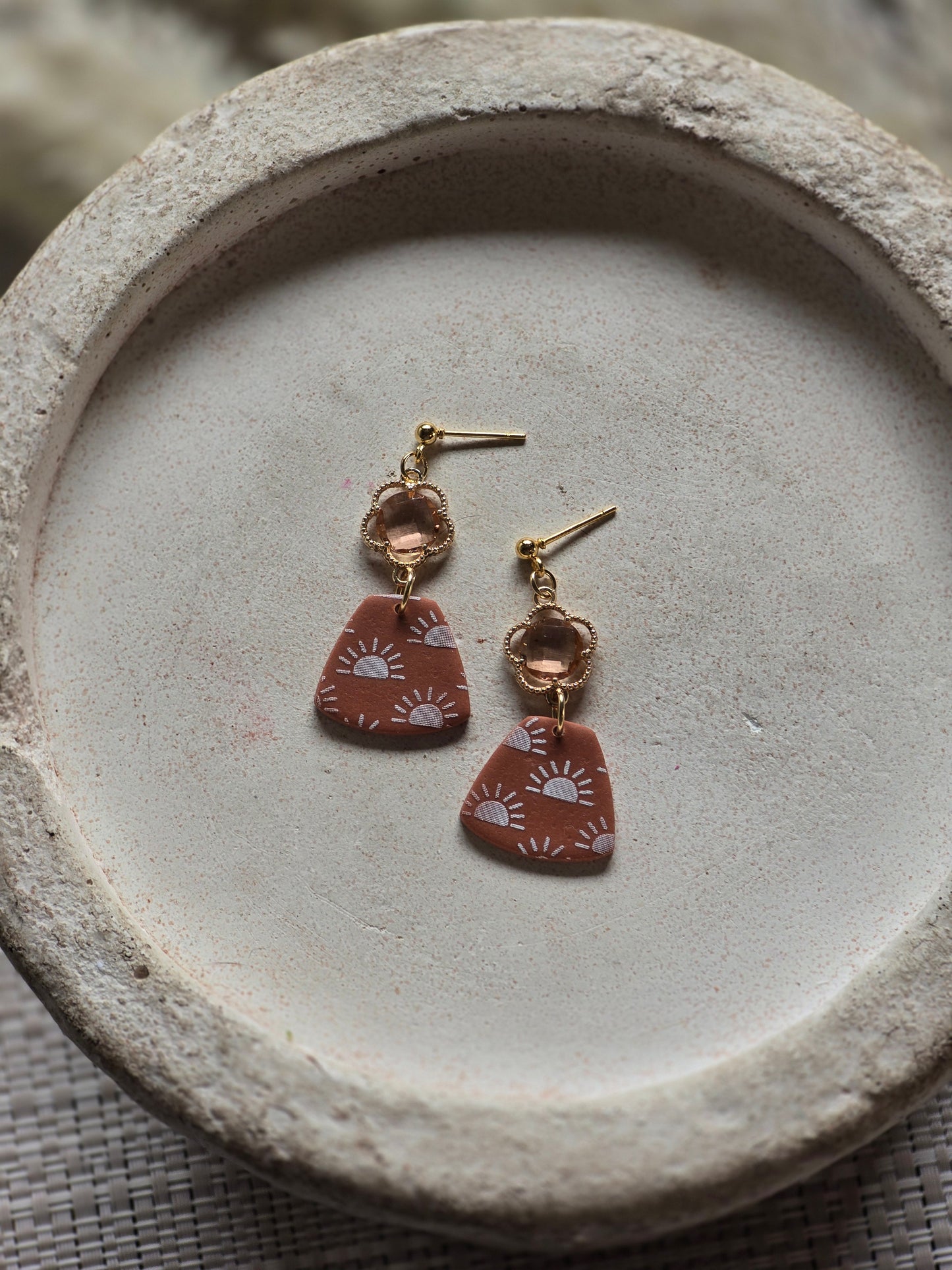 Sun print gem dangles