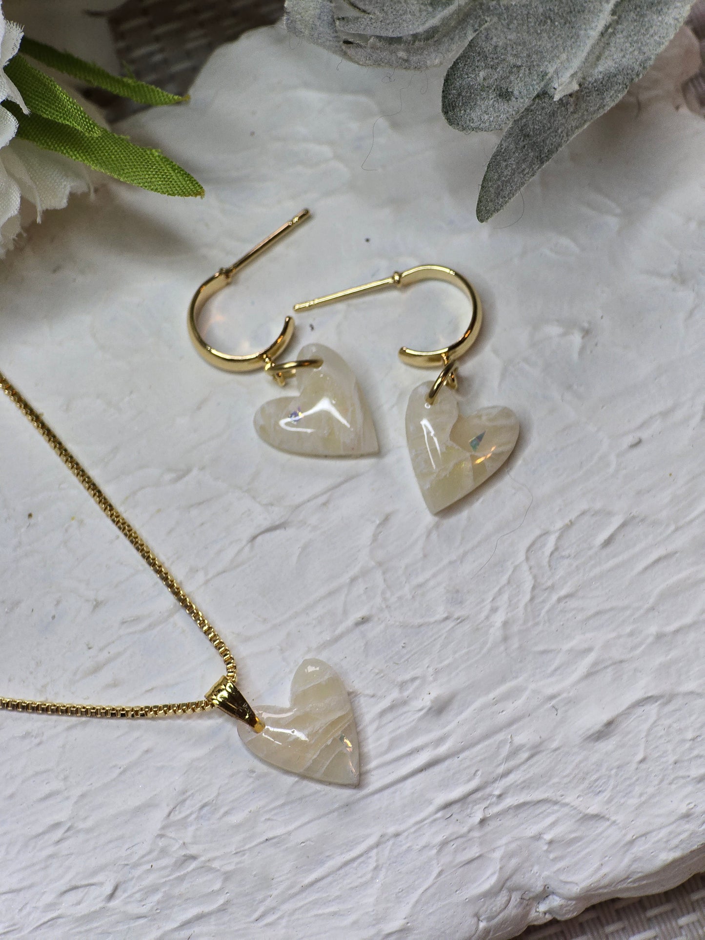 Heart necklace and earrings set