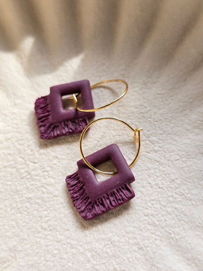 Fringe detailed hoops| can be switched for silver