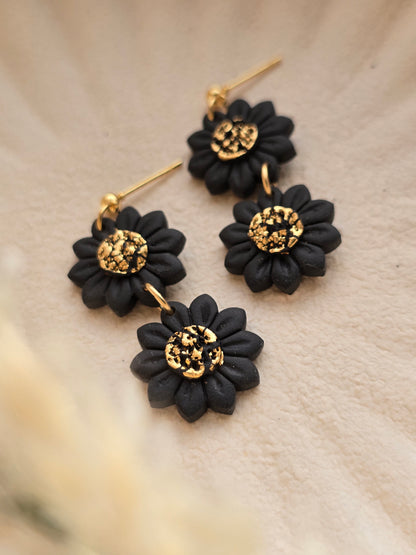 Black daisy dangles| can be switched for fish hook
