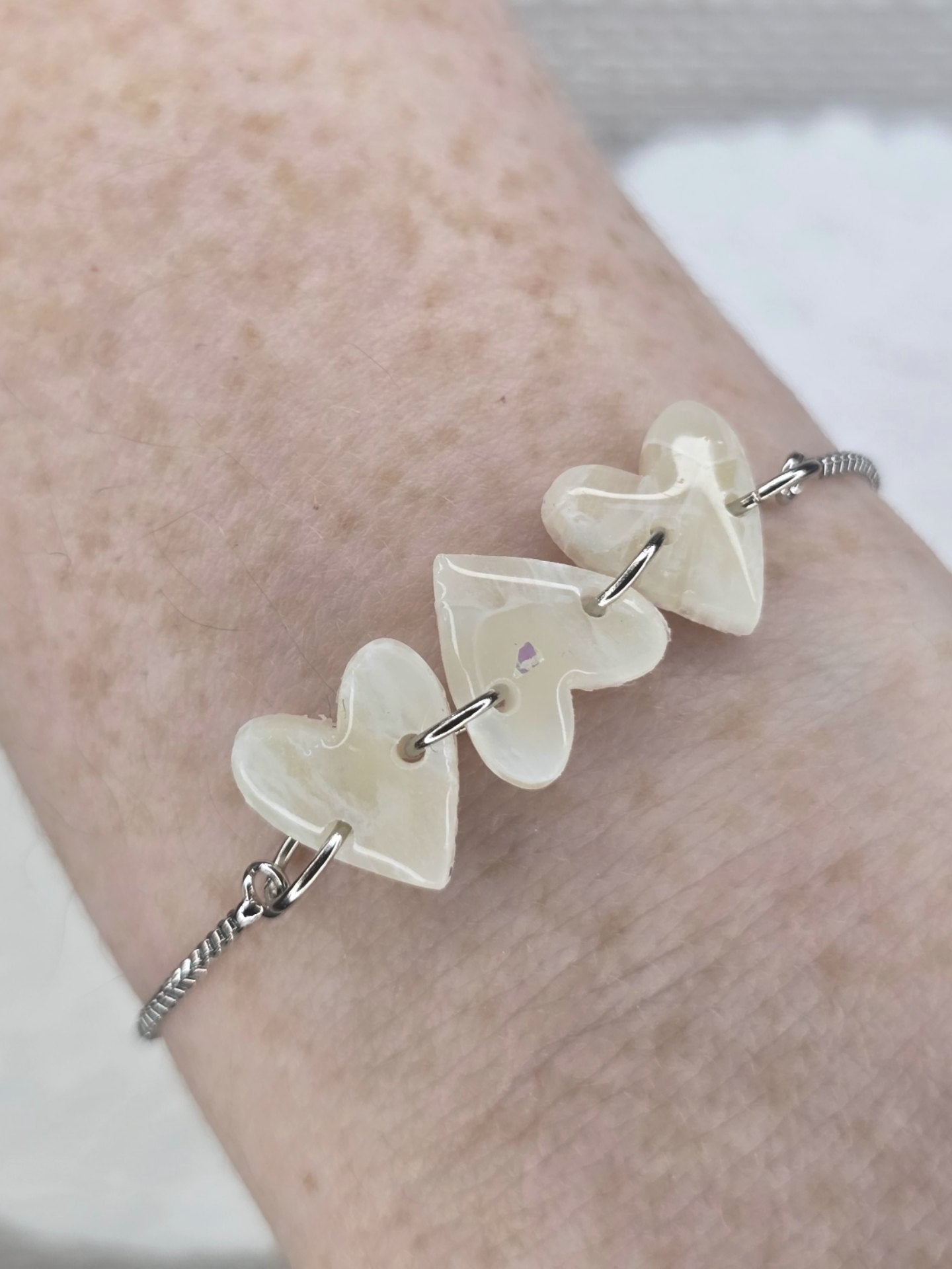 Heart bracelet and earrings set in silver