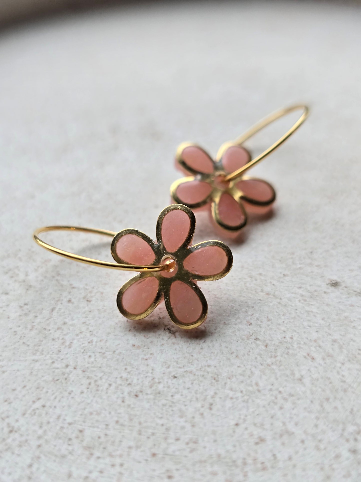 Gold trim flower hoops