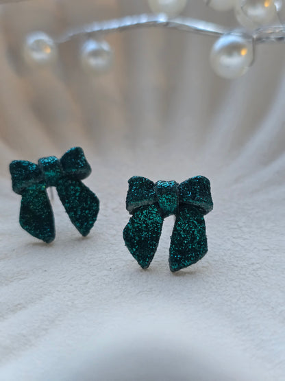 Glitter bow studs