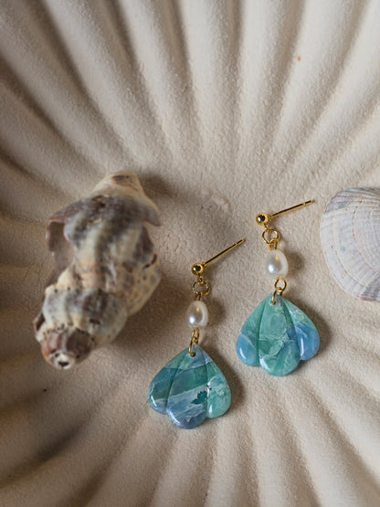 Sea glass and pearl dangles|can be switched for silver