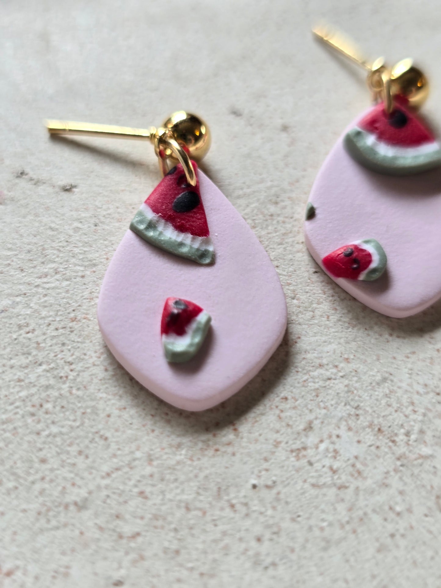 Watermelon  teardrop dangles| can be switched for silver/fish hook