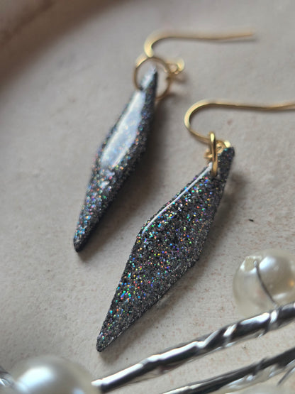 Sparkly dangles|can be switched for silver
