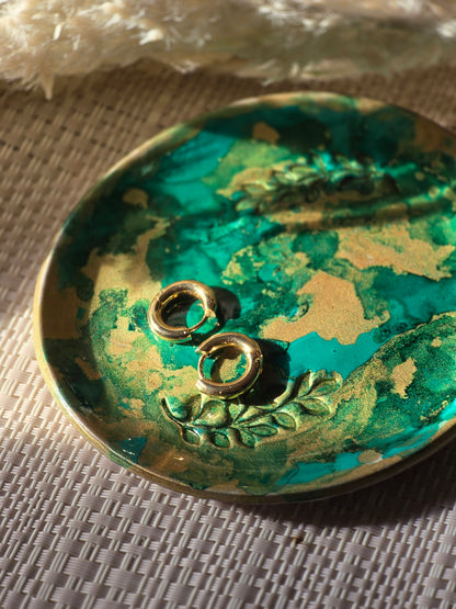 Green marble trinket dish