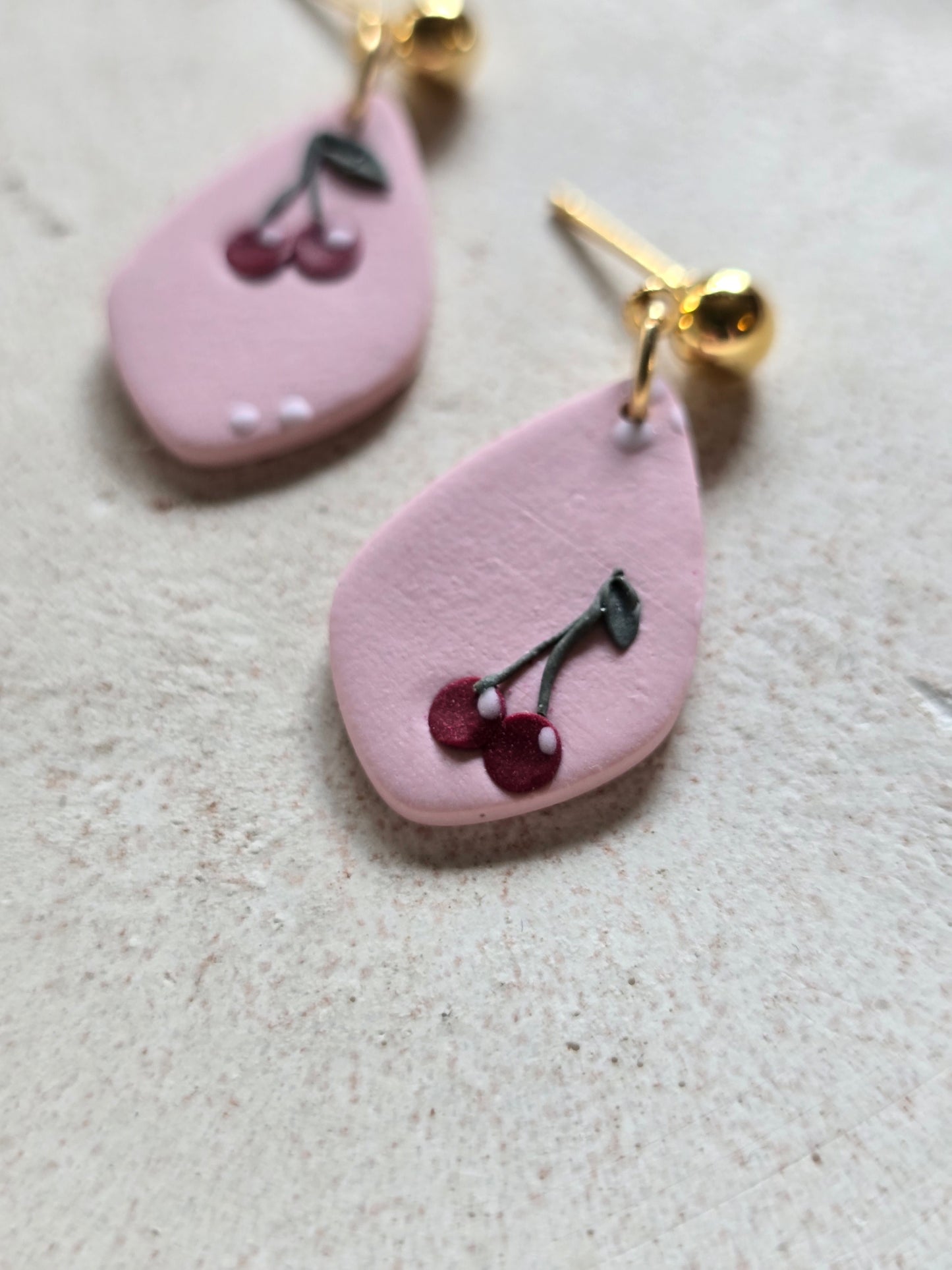 cherry teardrop dangles| can be switched for silver/fish hook
