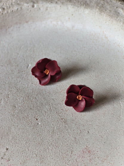 Red flower studs
