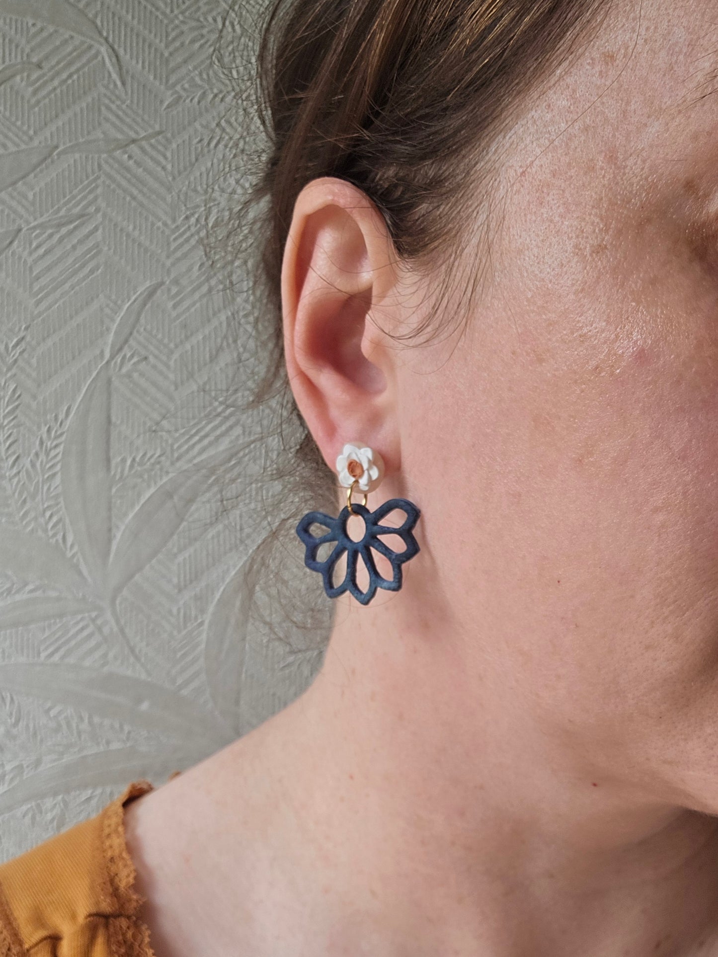 Flower & Denim dangles| can be switched for silver