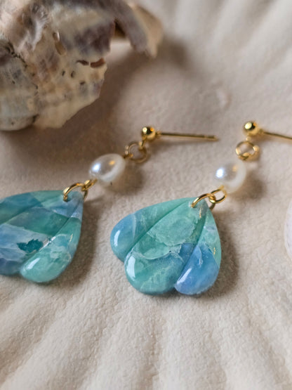 Sea glass and pearl dangles|can be switched for silver