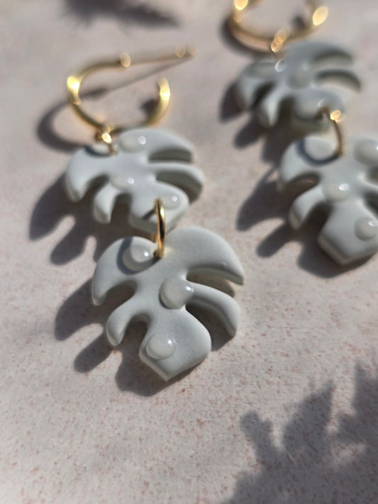 Raindrop palm leaf dangles| Can be switched for silver