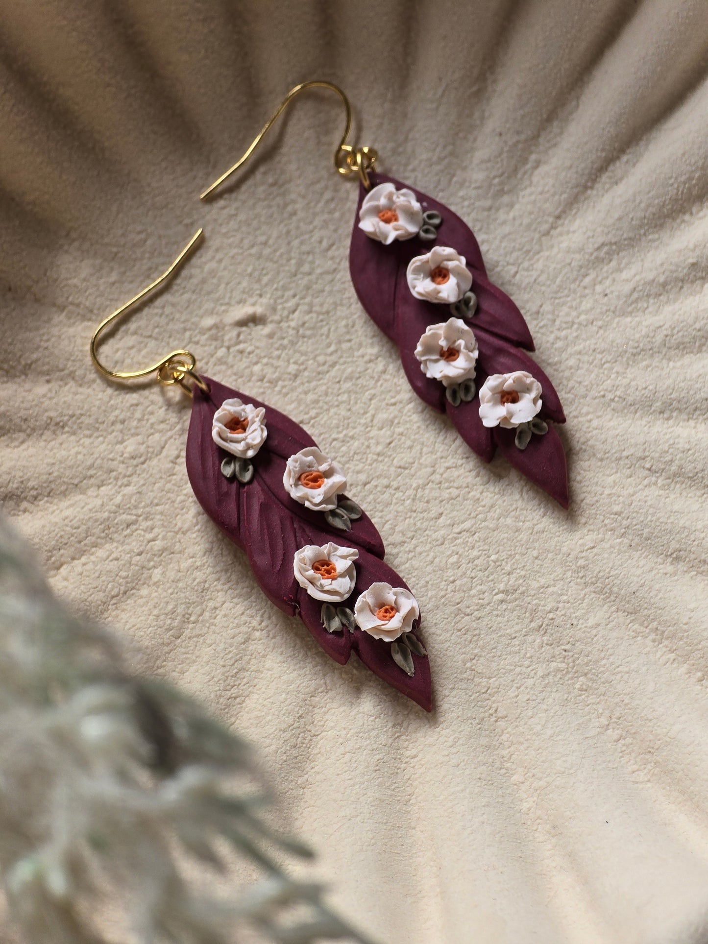 Floral leaf dangles| can be switched for silver