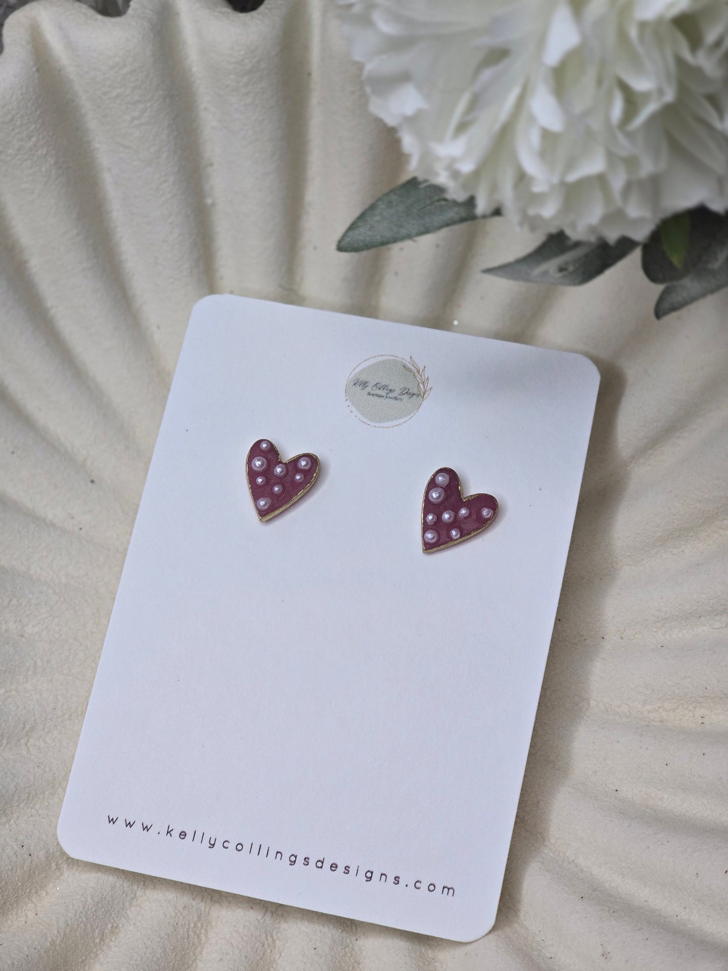 Pearl heart studs