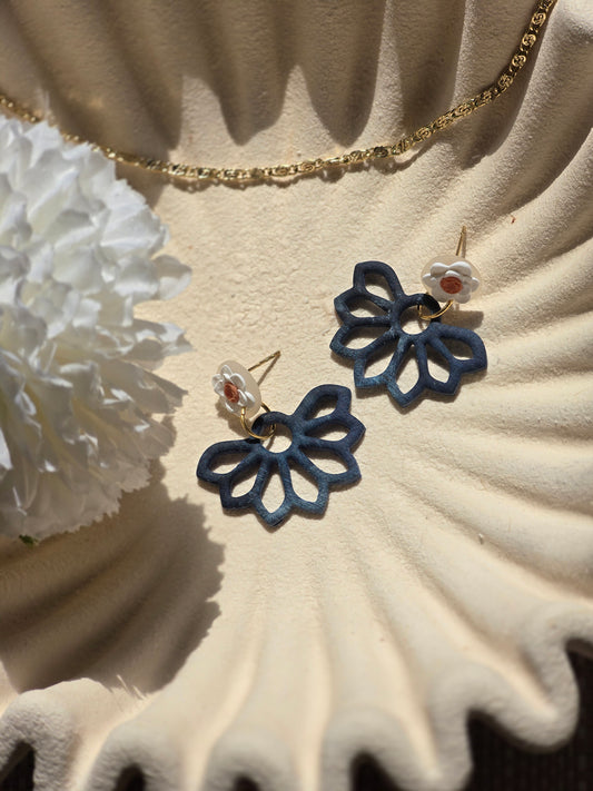 Flower & Denim dangles| can be switched for silver