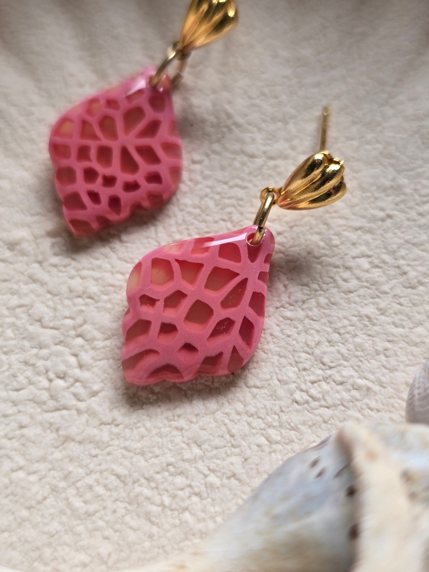 Petal pink coral dangles
