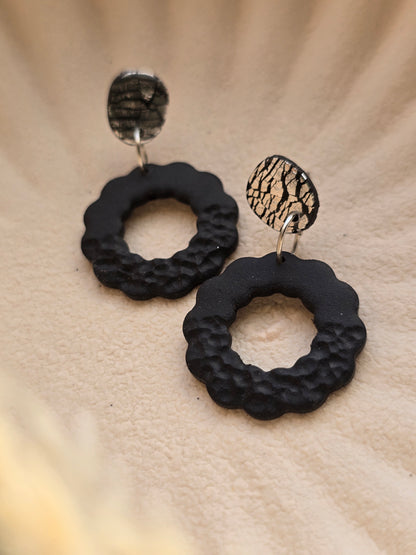 Textured hoop dangles